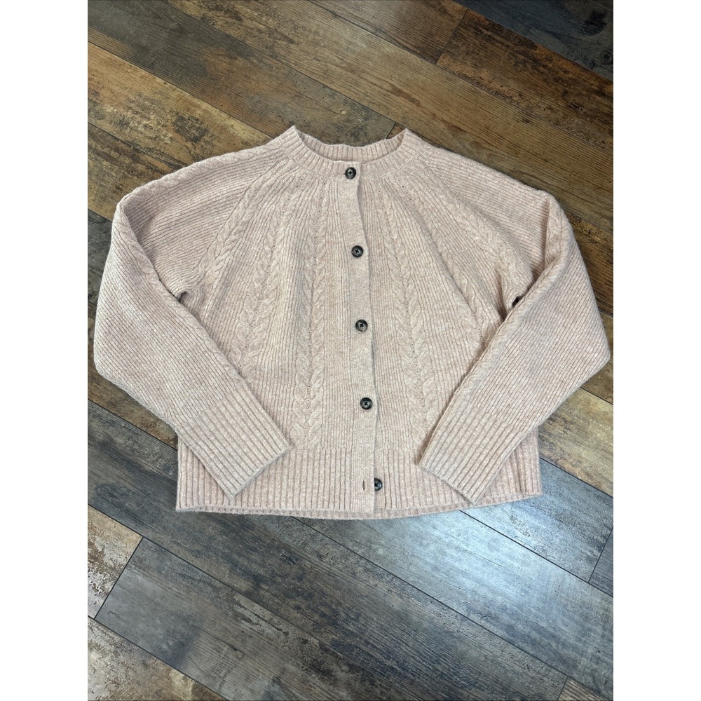 On 34th Womens Large Pink Cable Knit Button Front Cardigan Sweater Peach L